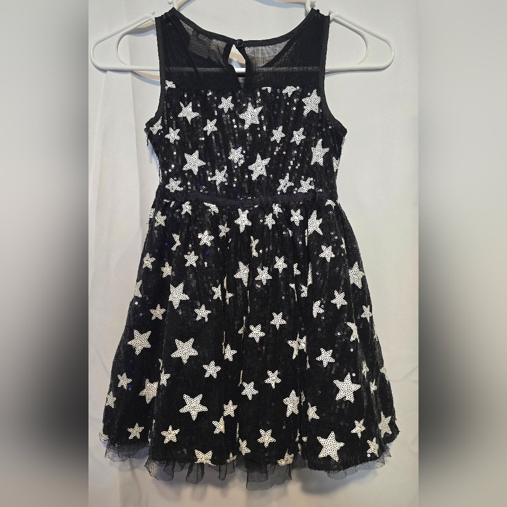 Starry Night Black and White Kids Dress